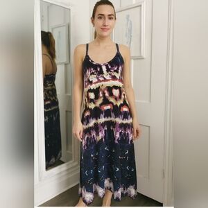 Womens Tie-Dye Beachy Boho Maxi Dress / Halter Back / Sequins. Size M/L